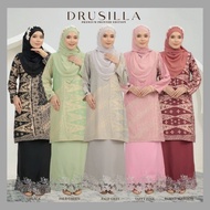 Kurung Drusilla Printed Batik Kurung Pahang Labuh Premium Dobby Silk by Dmimi