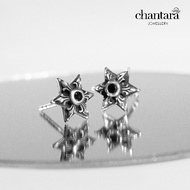 CHANTARA-Earrings Sapphire Star Crucifix Earring 925 Silver Free Cleaning Cloth