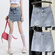 Plus Size Denim Skort High Waist Sexy A-Line Mini Skirt with Short for Woman Fashion Korean HOT cool