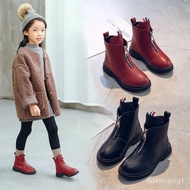 KY-DGirls' Boots Dr. Martens Boots2022Autumn and Winter New Children's Boots British Style Ankle Boots Fleece-Lined Boy'