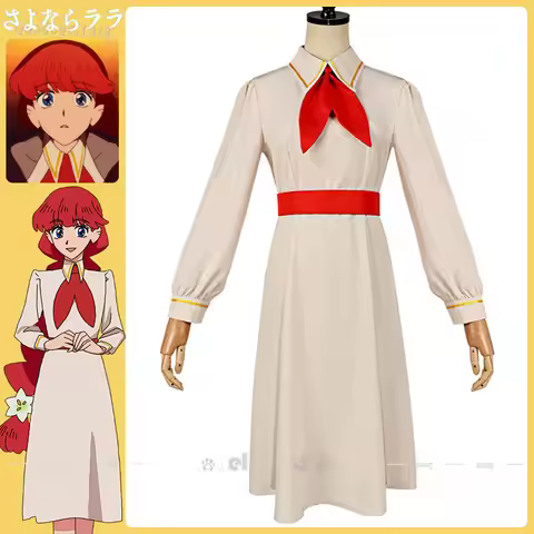 Anime Goodbye Lara Cosplay Costume Wig Sayonara Lara Dress Red Bow Tie Belt Outfit for Halloween Par