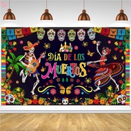 70.8 x 43.3 Inch Day of the Dead Party Decoration Background Banner, Sugar Skull Marigold Flower Ban