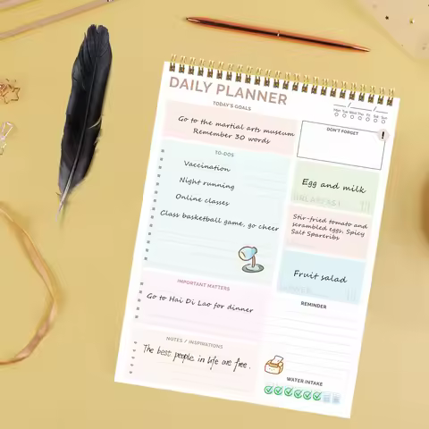 A4 Coil Note Book Colored English Plan Book Study Life Work Office Notebook To-do List Daily Planner