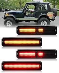 Dynamic Amber Red Side Marker Lights Compatible for 1972-1991 J'eep Cherokee SJ Grand Wagoneer J10 J