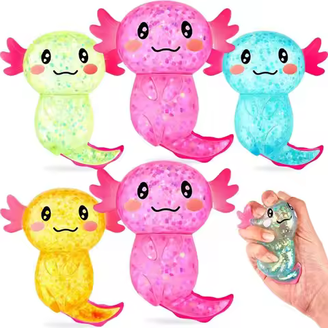 Glitter Squishy Stress Glitter Soothing Texture Sugar Filled Axolotl Squishy Cute Shape Squishy Fidg