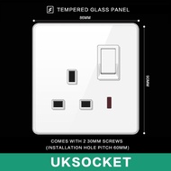 LEJIA Ultra Frameless white Wall Glass Panel Switch 13 Amp Modern Lighting Switch Universal 3-pin pl