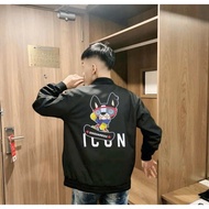 Jacket Wind Cute Dog Wearing Glasses Skateboarding Dsquared2 Ribbed Collar with Silver Buckle High Q