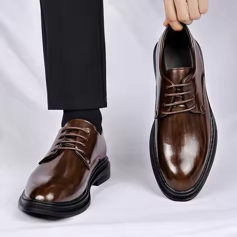 Autumn and Winter Business Soft Men's Dress Shoes Men's Soft Soles Pointed Wedding Groom Shoes