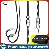 สายเคเบิล TRN Heiman เพิ่มกล่องเก็บของสี่เหลี่ยม PU FAAEAL ปลั๊ก3.5มม./2.5มม./4.4มม. เงินคริสตัลเดี่