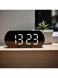 1入現代生活溫度計濕度監測器簡單時尚學生鬧鐘LED電子時鐘客廳臥室鏡面靜音時鐘
