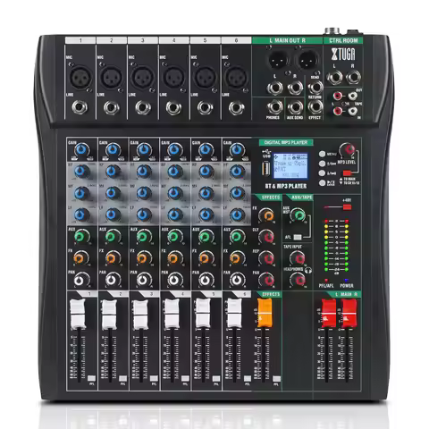 6-Channel Professioneller Mixer Soundboard Konsole Bluetooth USB PC Recording Input XLR Microphone J