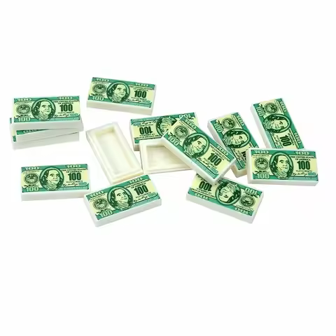 Money 50 100 Dollars Banknote MOC Construction 50Pcs DlY Smooth Printed Tiles Building Blocks Toys K