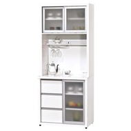 [特價]現代風羽田2.7尺白色鋁框推門餐櫃（整組）如商品封面
