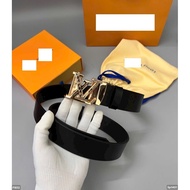 Gold-plated Lv men's belt, Lv men's automatic buckle belt, pu leather material, anti-rust metal surf