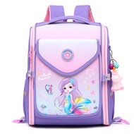 Fresh Cute Gradient Color Girl Trolley School Bag Student Backpack Detachable Waterproof Cartoon Bag