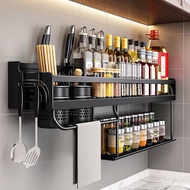 Floating Spice Rack Kitchen Organizer 2 Tier Wall Mounted Organizer Rack For Seasonings Spices Table