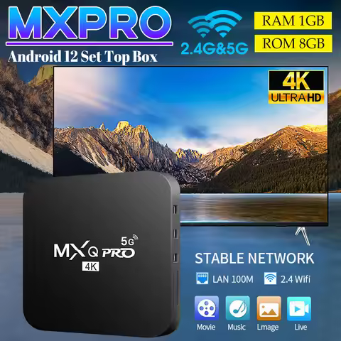 Android 12 Set Top Box MXPRO Smart Android TV Box RK3228A Quad Core 2.4G 5G Dual WiFi 3D Smart Andro