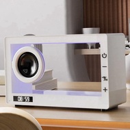 Portable Retro Bluetooth Speaker Clock Wireless HiFi Transparent Soundbar with RGB Light TF Card Aud