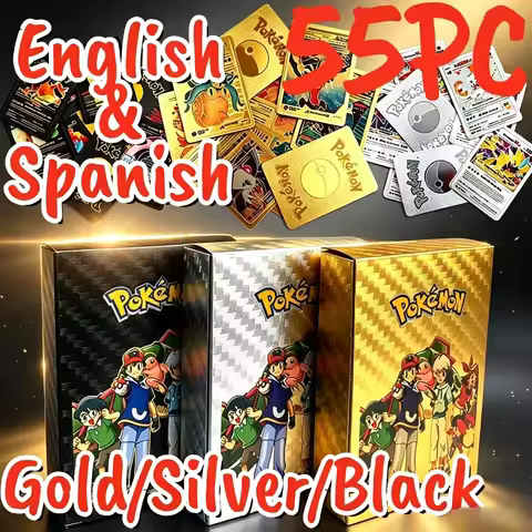 Gold Foil Charizard Game Collection Card 55pc English Spanish Metalicas Vmax Gx Series Gift for 14+
