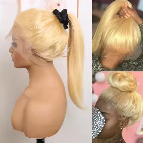 613 Blonde Hair Color Lace Frontal Wig Straight Hair Lace Frontal Wigs 250% Density