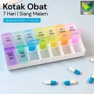 KOTAK Obat 7 Hari Siang Malam Medicine Tablet Capsule Storage Kecil FD7 Mix Color