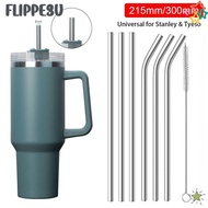 FLIPPE3U 6Pcs Cup Straw, Straight Bent Silver Stainless Steel Straws, 8mm Drinking Reusable Replacem