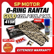 FREE LUBE RK Rantai Takasago 415 KLO GS O-Ring Chain Gold Chain Rkm Hmx Motocross Y15 Y16 RSX RS150 