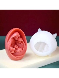 1入組天主教聖家族蠟燭模具聖母塑像矽膠模具手工製作3d禮品聖誕節家居裝飾diy模具