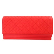 近全新 Bottega Veneta Intrecciato 143305 紅色RED雙折長款皮夾 0337 [二手] BOTTEGA VENETA