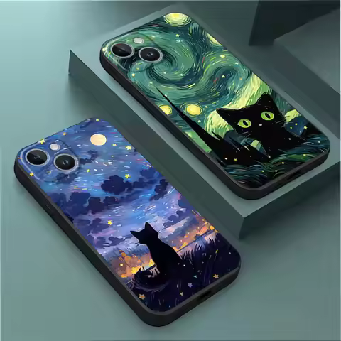Bumper Luxury Van Gogh Art Cute Kitty Cover Case for Huawei P20 Lite P Smart Z P30 Lite P40 Lite P30