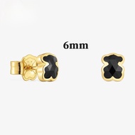 TOUS Bear Earrings With 18 Kt Gold Plating Over Silver And 6 Mm Onyx Icon Color Suitable For Women B
