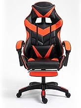 Gaming Chair Reclining Computer Chair with Massage Lumbar Support Office Armchair for Computer PU Leather E-Sports Gamer Chairs Red with footrest (Color : Red, Size : With footrest)