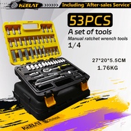 KEELAT 53pcs Automotive 53pcs Ratchet Box Socket Set Hex Wrench Tool Auto Car Combination Repairing 