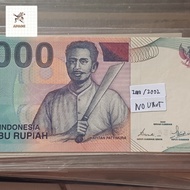 uang kuno 1000 rupiah edisi pattimura tahun 2000/2002 nomor seri urut cantik UNC