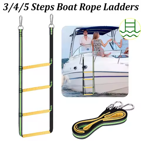 Boat Rope Ladder Heavy Duty Foldable Marine Ladder Portable Nylon Boarding Ladder for Inflatable Boa
