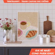 Tranh treo tườngCoffee and Croissant Illustration Colorful Still Life Illustration Printable Art tặn