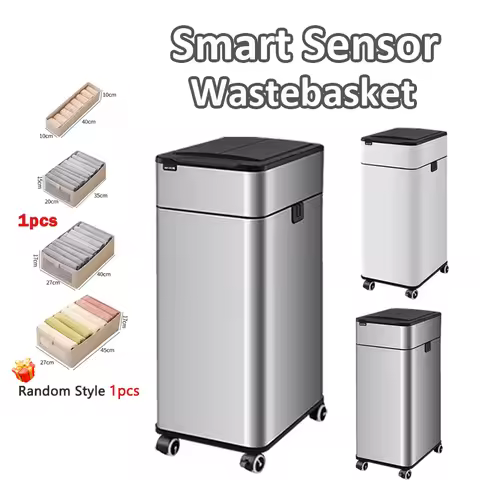 Wastebasket Kitchen 30L 50L 60L Large Stainless Steel Smart Trash Can Home Automatic Sensor Waste Bi