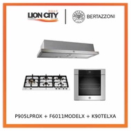 Bertazzoni P905LPROX/NE 90cm Gas Hob + F6011MODELX 11 Function Oven +K90TELXA Telescopic Hood