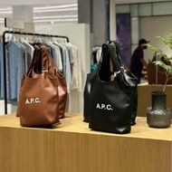 APC logo print pu tote shoulder bag