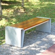 Long Bench Chair with Real Backrest, Plastic Wood, Stainless Steel, Leisure Stool, Garden Outdoor Ir