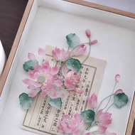 Antique Hair Accessories Headdress Begonia Begonia Flower Hairpin Flower Lotus Glass Hairpin Fairy S