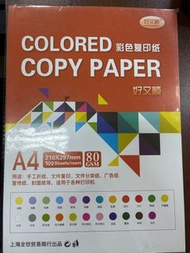 顏色 A4 紙 80 GSM 影印紙 補習 （100張）