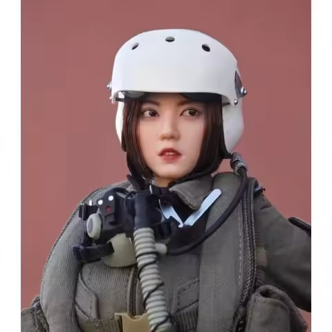 YMTOYS YMT108 1/6 Scale Asian Female Head Carving with Moving Eyes Model Fit 12'' PH TBL Pale Soldie