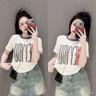 Áo thun dáng ôm nữ tay ngắn chữ nổi baby tee (  Mã HEYYOU Hai màu )