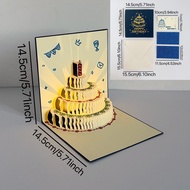 Thẻ sinh nhật 3D bốn lớp bánh với ánh sáng âm nhạc sáng tạo Quà tặng sinh nhật vui vẻ Thẻ SMS kỹ thu