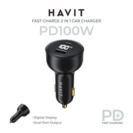 HAVIT HVCC-CC100W PD100W USB-C + USB-A QC3.0 Super-Fast Charge Dual Port Car Charger