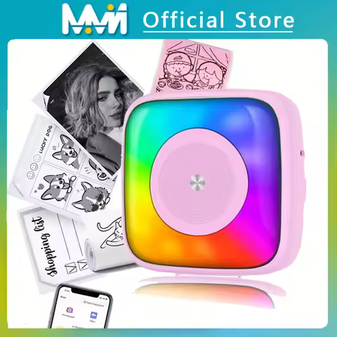 Mini Portabl Printer Inkless Sticker Maker, Free Cut Small Pocket Printer, Portable Thermal Printer 