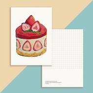 【午茶甜點】草莓 起司 白巧克力蛋糕 英式午茶明信片/ 萬用卡/便
