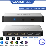 WAVLINK ที่วางจอแสดงผล4K6 0Hz สามตัว USB-C/USB-A เป็น HDMI/พอร์ตอะแดปเตอร์100W PD IN 3 * HDMI + 2 *