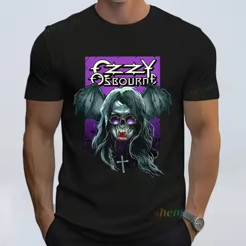 2025 Ozzy Osbourne Camisetas Ozzy Bat Printed Cotton Crewneck Graphic T Shirts Vintage Rock Band Cla